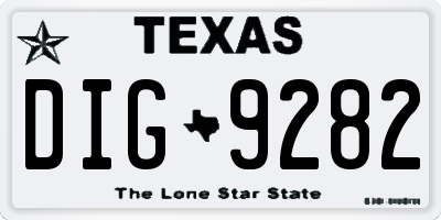 TX license plate DIG9282