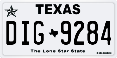 TX license plate DIG9284