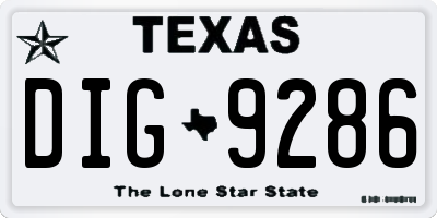 TX license plate DIG9286