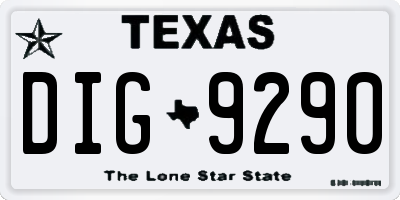 TX license plate DIG9290