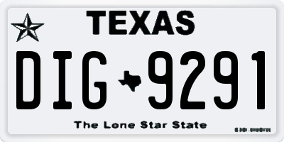 TX license plate DIG9291