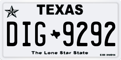 TX license plate DIG9292