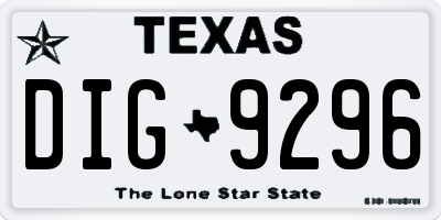TX license plate DIG9296