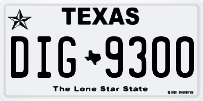 TX license plate DIG9300