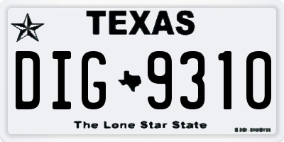 TX license plate DIG9310