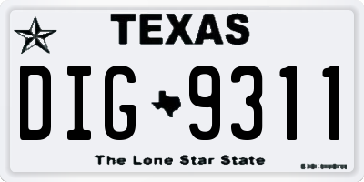 TX license plate DIG9311