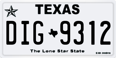 TX license plate DIG9312