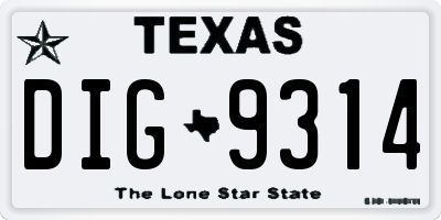 TX license plate DIG9314