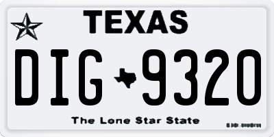 TX license plate DIG9320