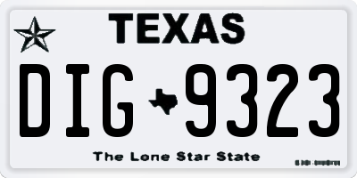 TX license plate DIG9323