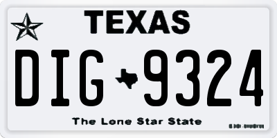 TX license plate DIG9324