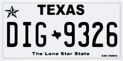 TX license plate DIG9326