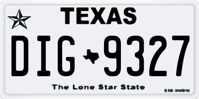 TX license plate DIG9327