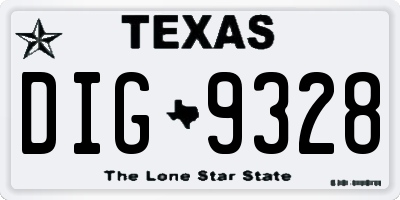 TX license plate DIG9328