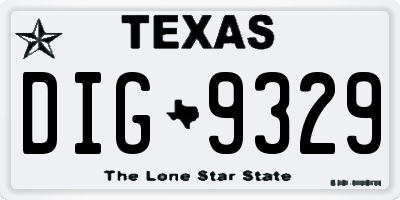 TX license plate DIG9329