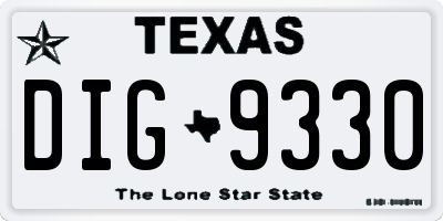 TX license plate DIG9330