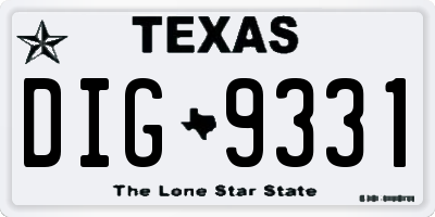 TX license plate DIG9331