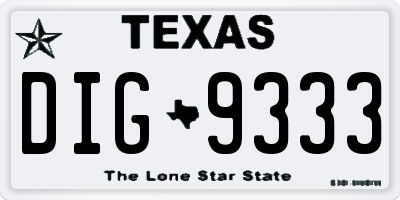 TX license plate DIG9333