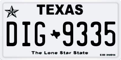 TX license plate DIG9335