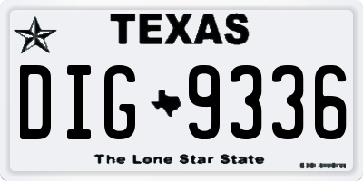 TX license plate DIG9336