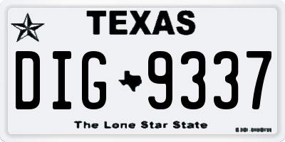 TX license plate DIG9337