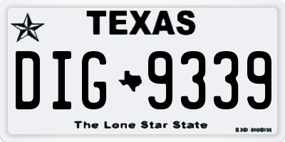 TX license plate DIG9339