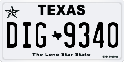 TX license plate DIG9340
