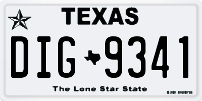 TX license plate DIG9341
