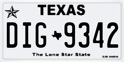TX license plate DIG9342
