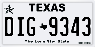 TX license plate DIG9343