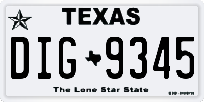 TX license plate DIG9345