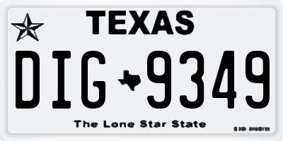 TX license plate DIG9349