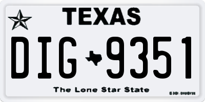 TX license plate DIG9351