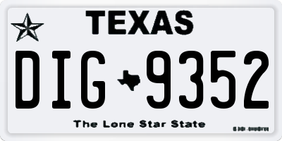 TX license plate DIG9352