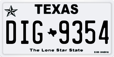 TX license plate DIG9354