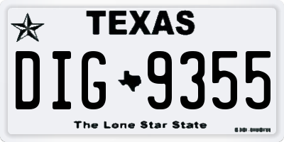 TX license plate DIG9355
