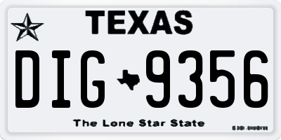 TX license plate DIG9356