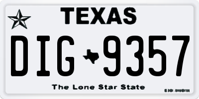 TX license plate DIG9357