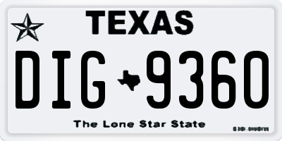 TX license plate DIG9360