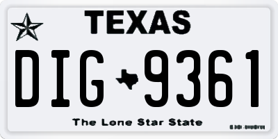 TX license plate DIG9361
