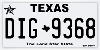 TX license plate DIG9368