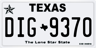 TX license plate DIG9370