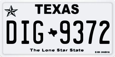 TX license plate DIG9372
