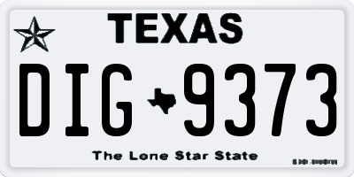 TX license plate DIG9373