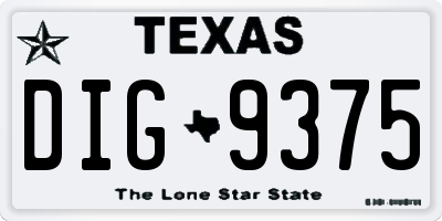 TX license plate DIG9375