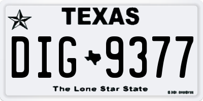 TX license plate DIG9377