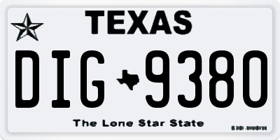 TX license plate DIG9380