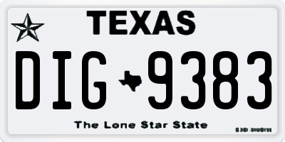 TX license plate DIG9383
