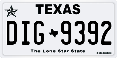 TX license plate DIG9392