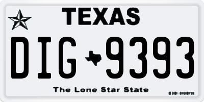 TX license plate DIG9393